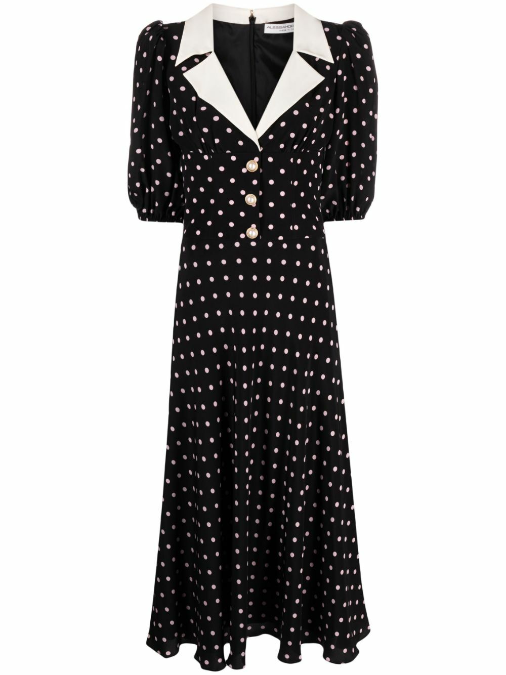 Alessandra Rich Polka Dot Silk Midi Dress Alessandra Rich