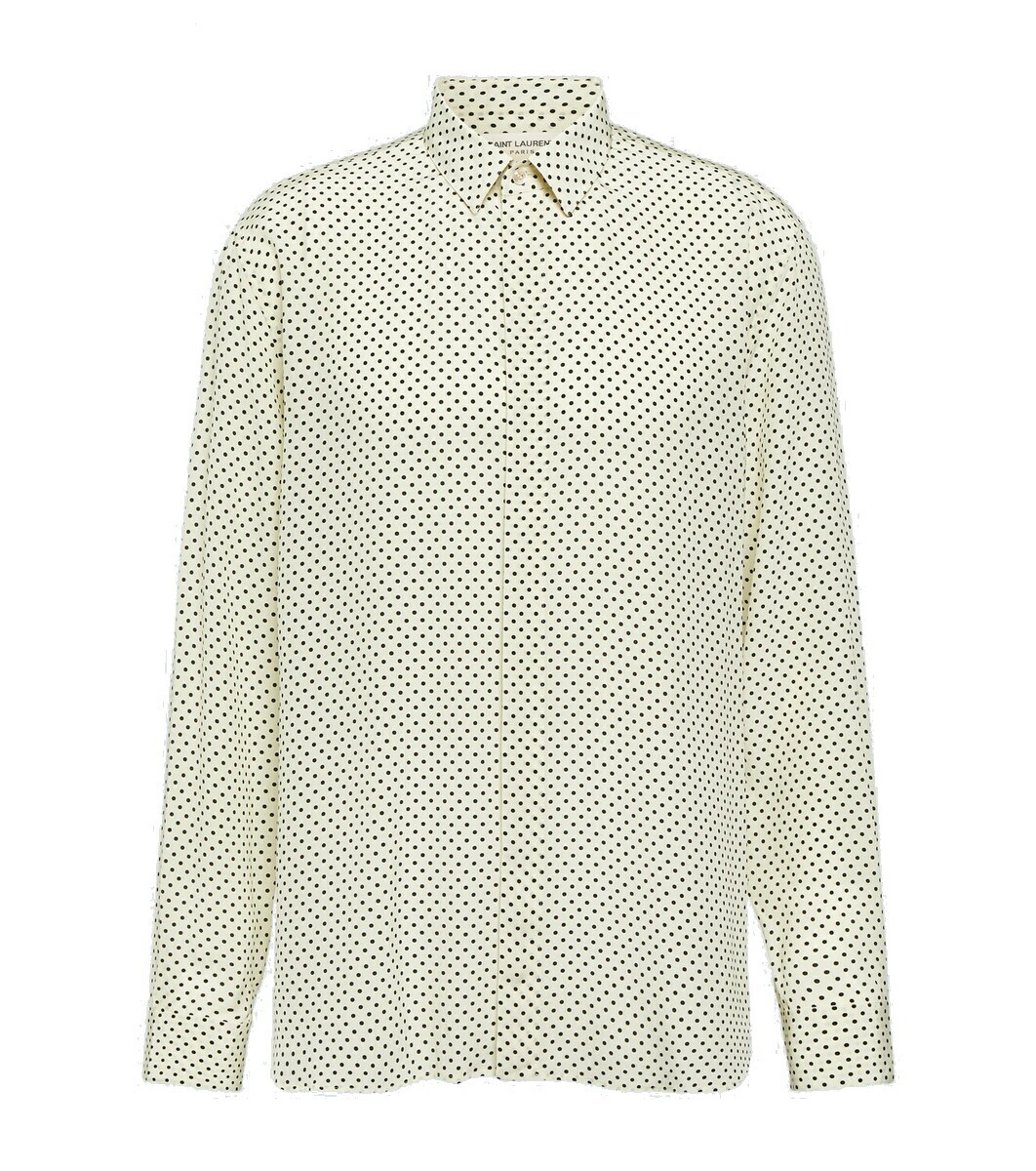 Saint Laurent Polka Dot Cr Pe De Chine Shirt Saint Laurent