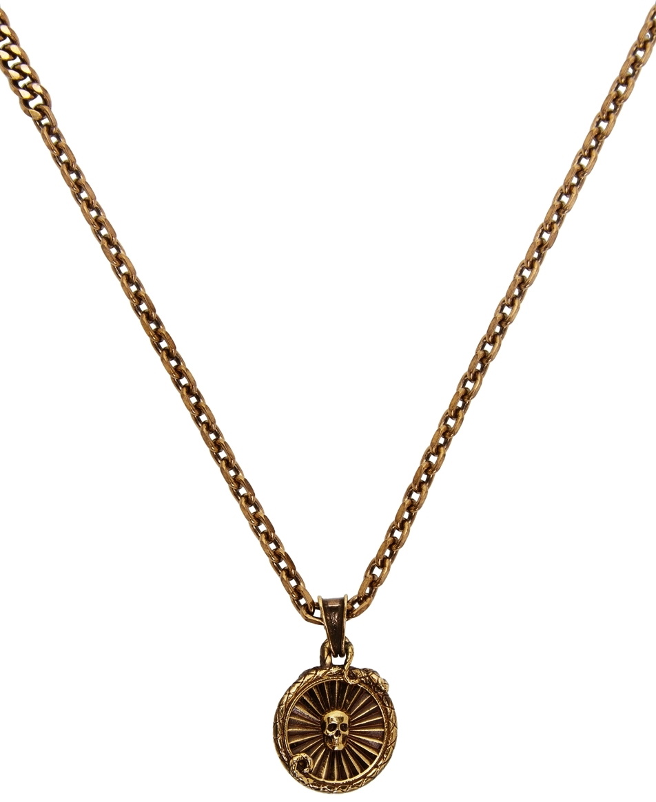 Alexander Mcqueen Gold Snake Medallion Coin Necklace Alexander Mcqueen