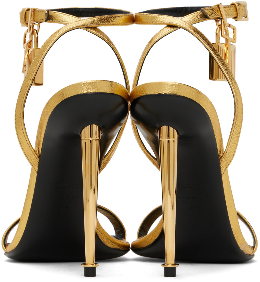 Tom Ford Gold Padlock Pointy Naked Heeled Sandals Tom Ford