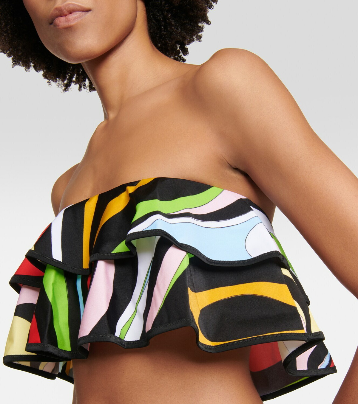 Pucci Marmo Print Ruffled Bikini Top Emilio Pucci