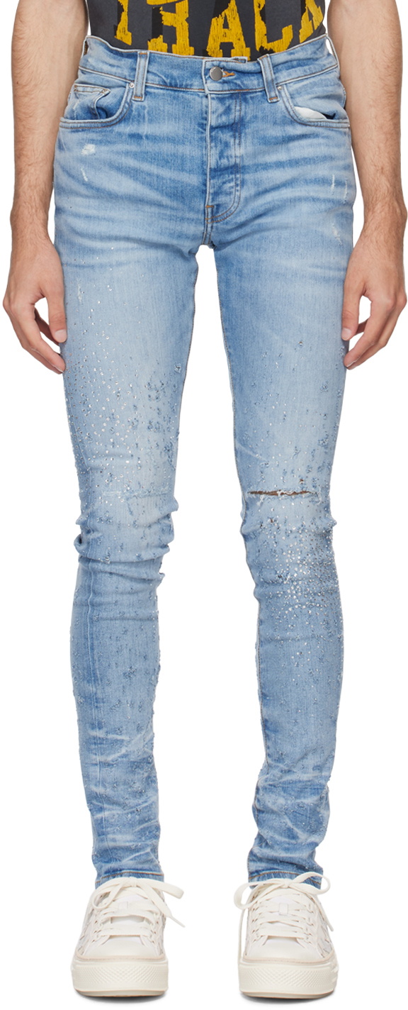 AMIRI Blue Crystal Shotgun Jeans Amiri