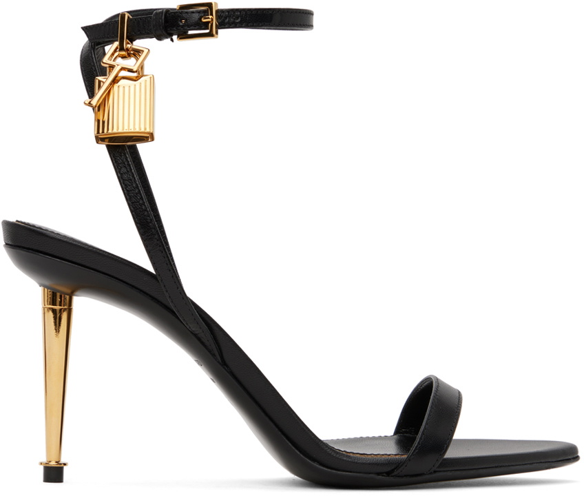 Tom Ford Black Padlock Pointy Naked Heeled Sandals Tom Ford