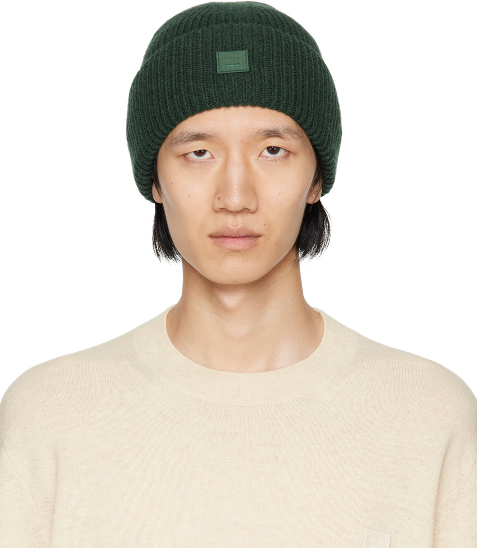 Acne Studios Green Small Logo Beanie Acne Studios