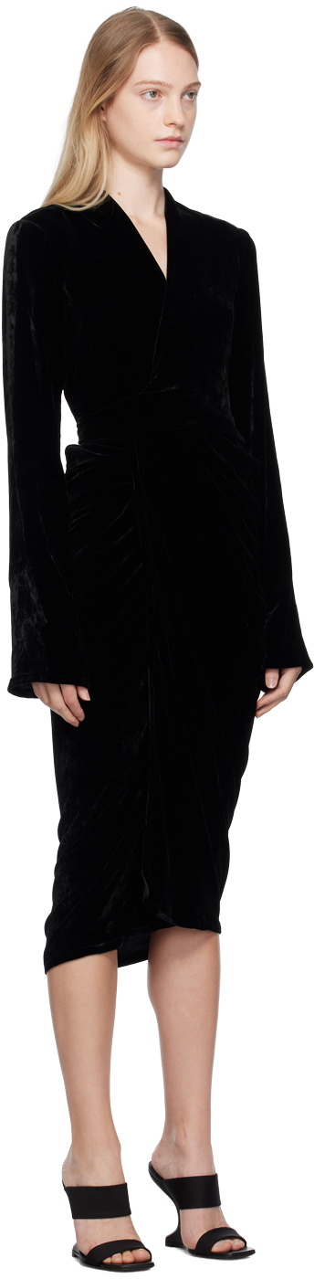 Rick Owens Black Wrap Midi Dress Rick Owens