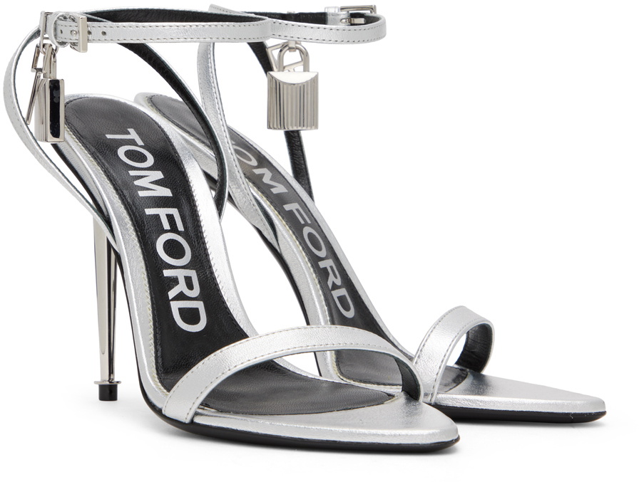 Tom Ford Silver Padlock Pointy Naked Sandals Tom Ford