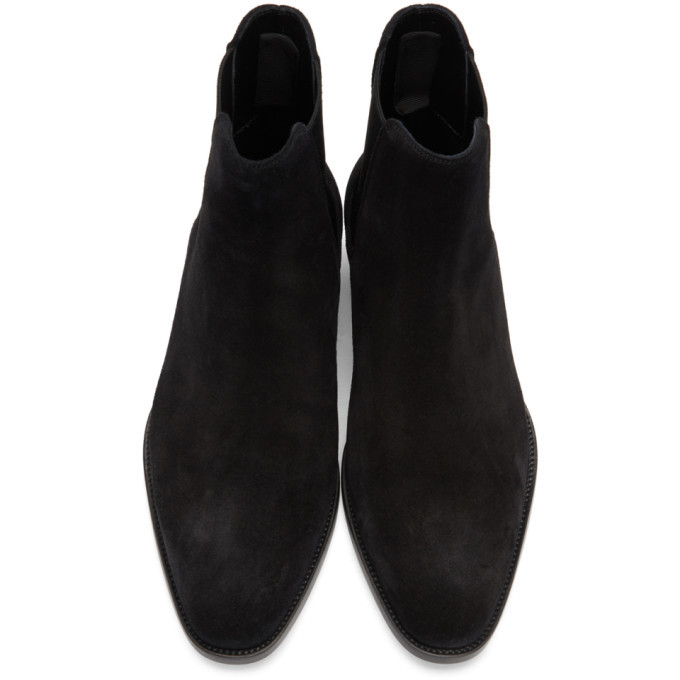 Saint Laurent Black Suede Wyatt Chelsea Boots Saint Laurent