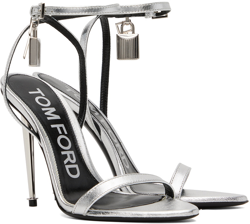 TOM FORD Silver Padlock Pointy Naked Sandals TOM FORD