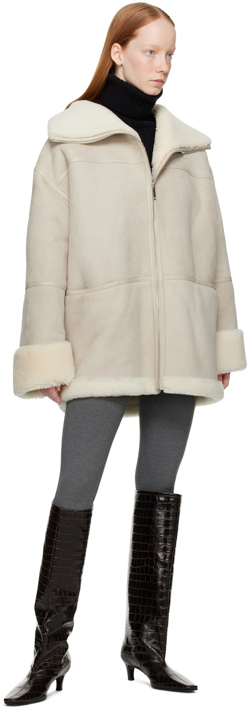 Tot Me Off White Signature Shearling Jacket Toteme