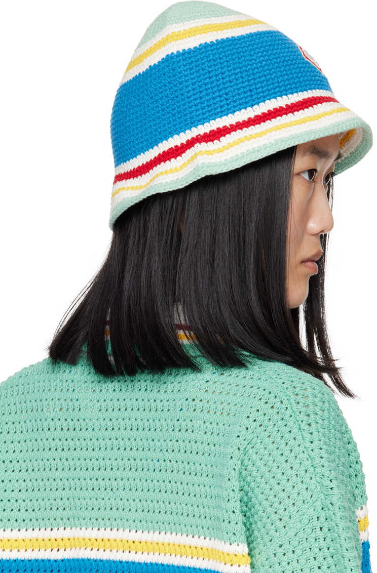 Casablanca Multicolor Stripe Crochet Bucket Hat Casablanca