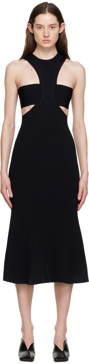 Alexander McQueen Black Slashed Harness Midi Dress Alexander McQueen