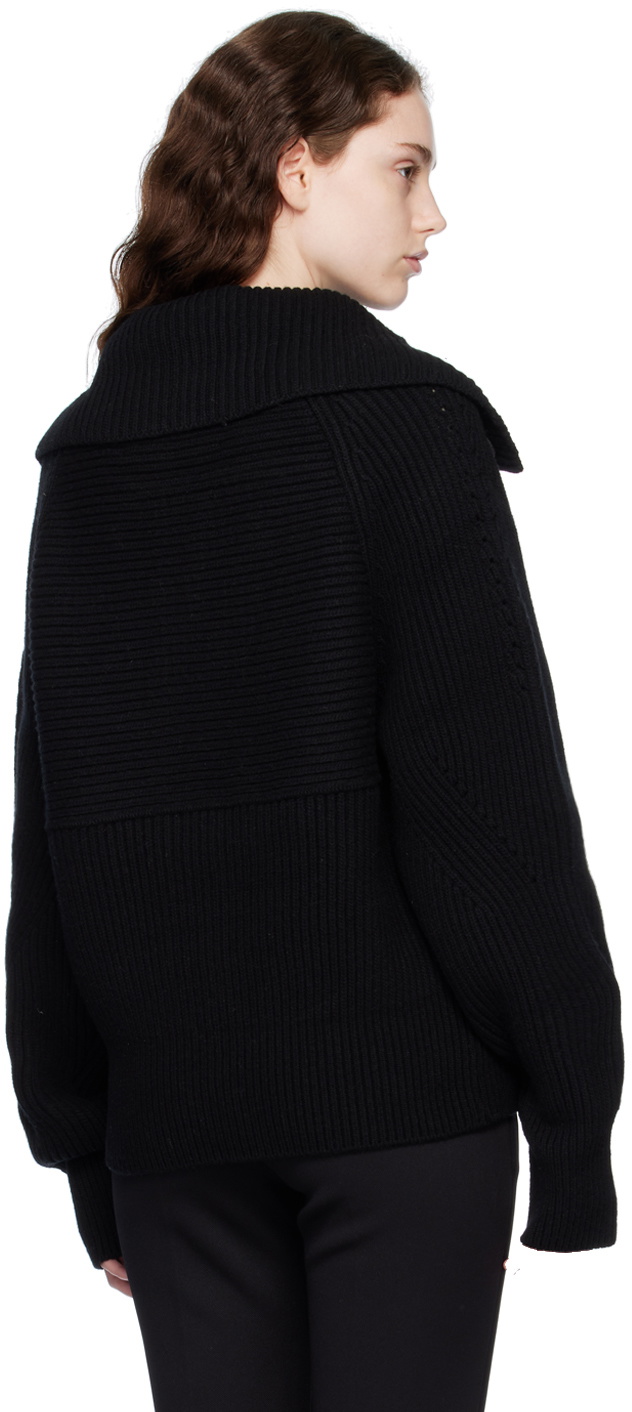 Recto Black Oversized Collar Cardigan Recto