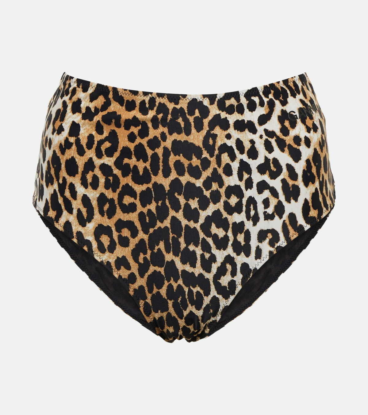 Ganni Leopard Print High Rise Bikini Bottoms Ganni