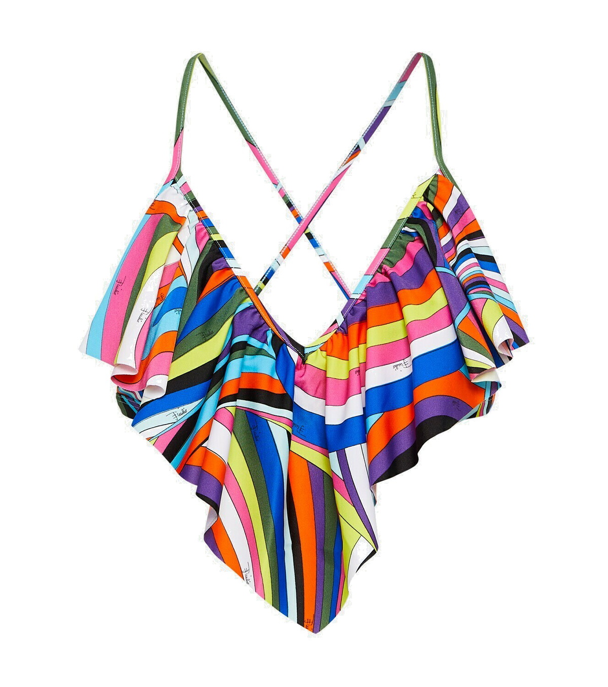 Pucci Printed Ruffled Bikini Top Emilio Pucci