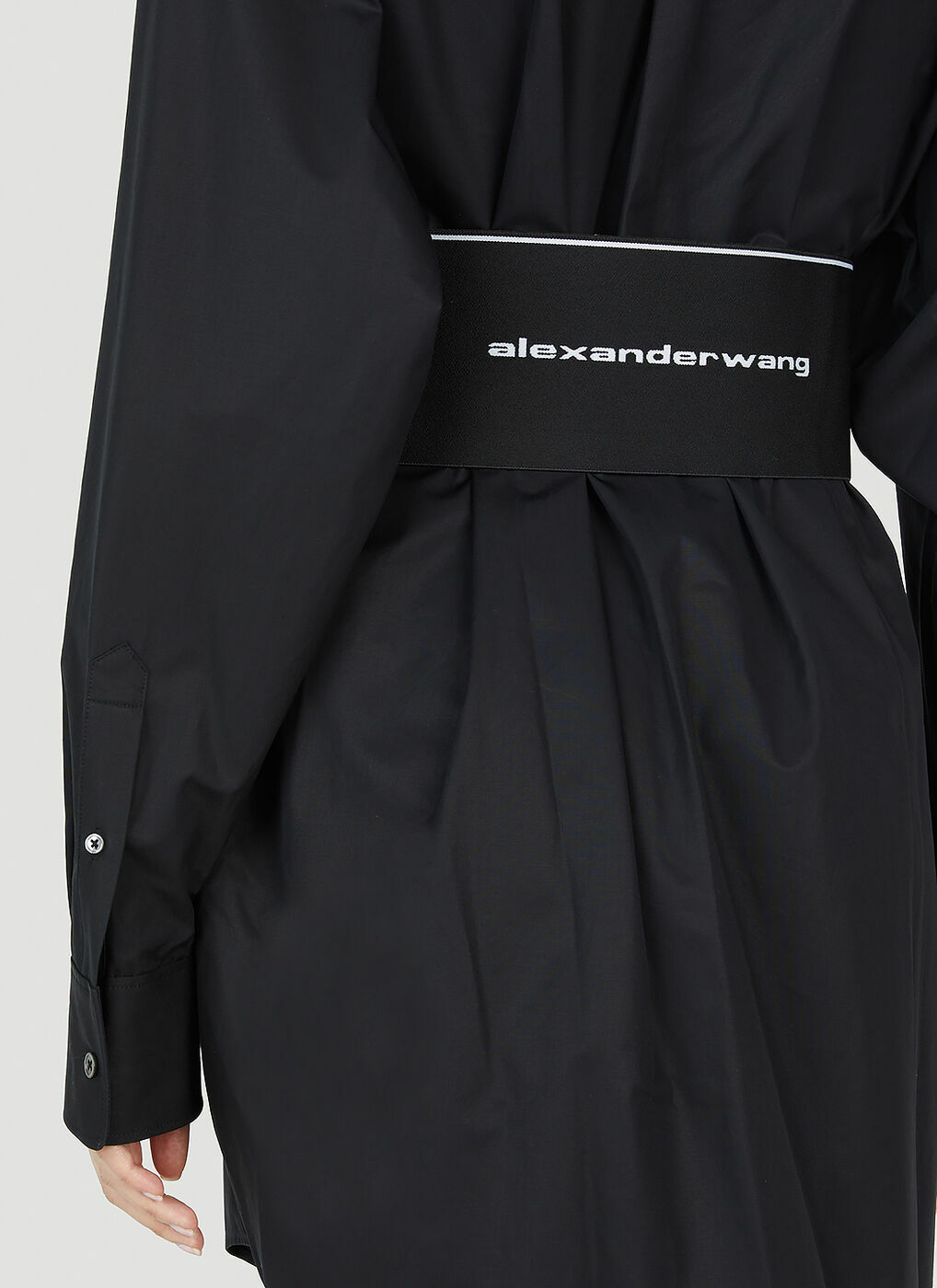 Alexander Wang Logo Waistband Shirt Dress In Black Alexander Wang