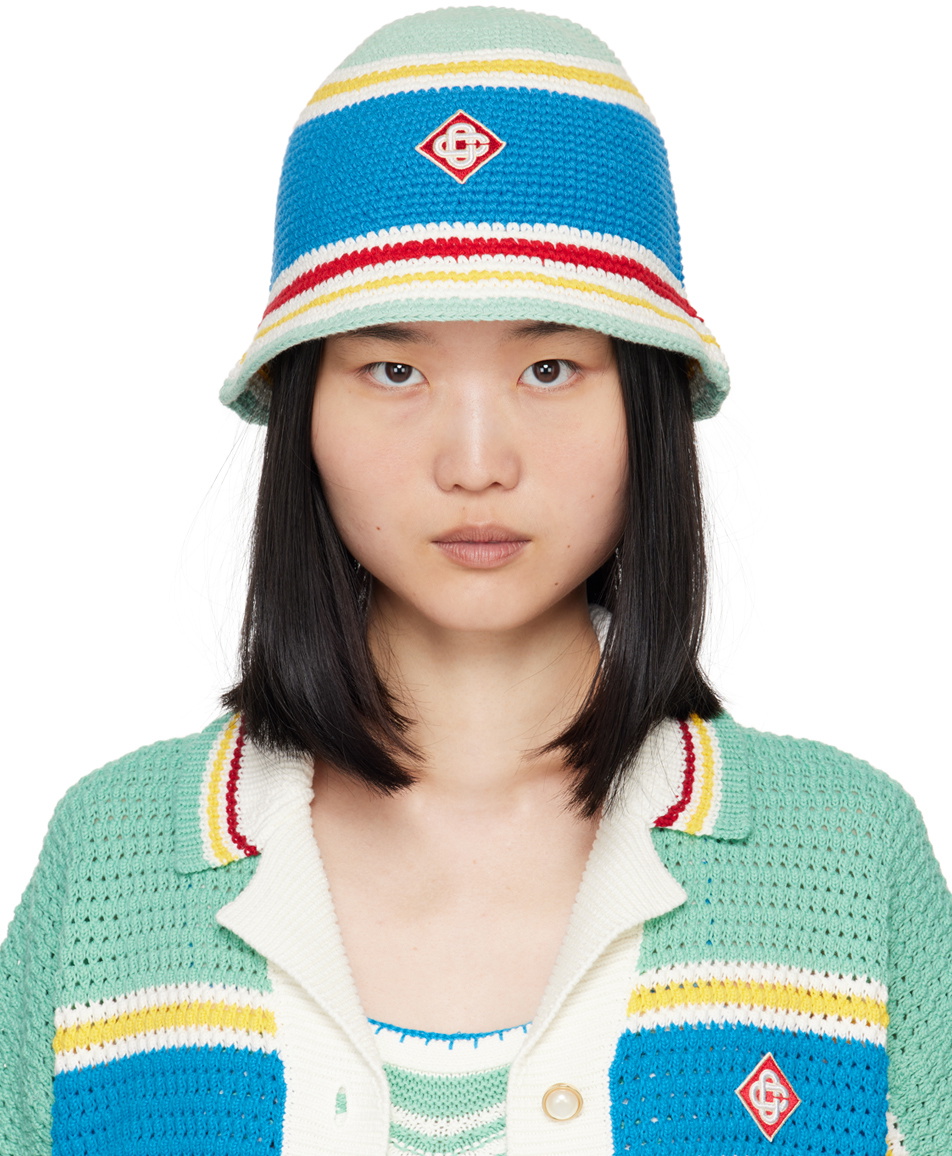 Casablanca Multicolor Stripe Crochet Bucket Hat Casablanca