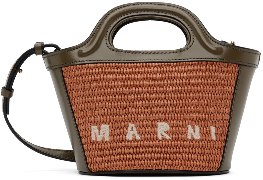 Marni Orange Khaki Micro Tropicalia Bucket Bag Marni