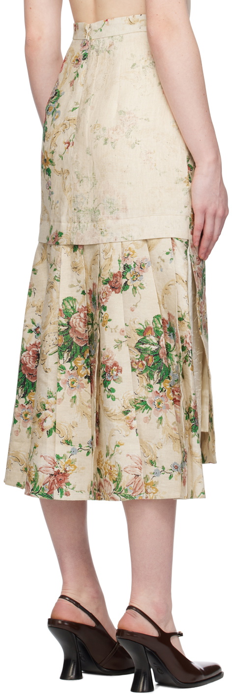 Erdem Beige Pleated Midi Skirt Erdem