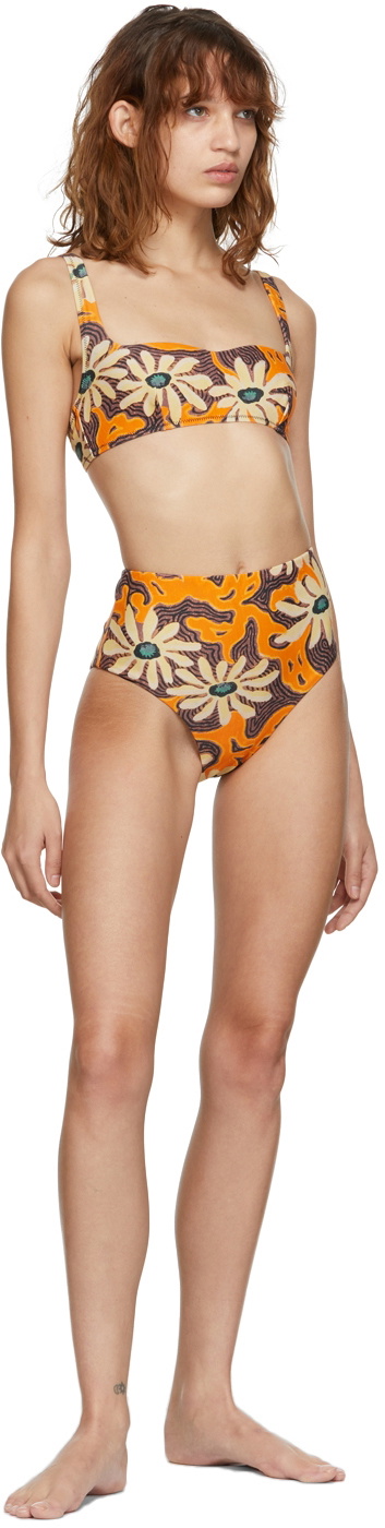 Nanushka Orange Floral Lona Bikini Top Nanushka