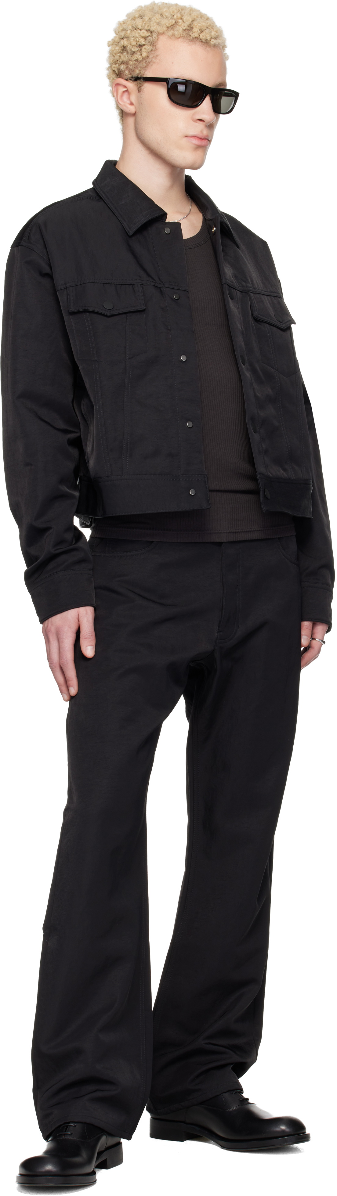 Fear of God ESSENTIALS Black Textured Nylon Trucker Jacket