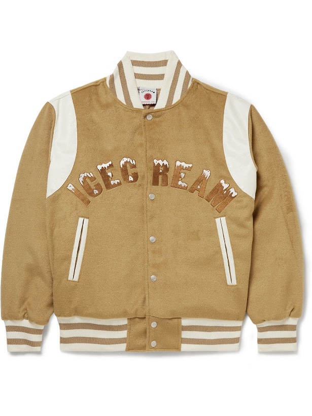 Photo: ICECREAM - Logo-Embroidered Felt and Faux Leather Bomber Jacket - Brown
