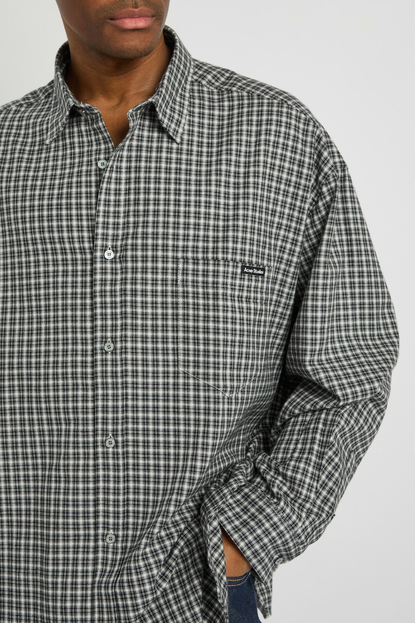 Acne Studios Plaid Cotton Shirt Black And White