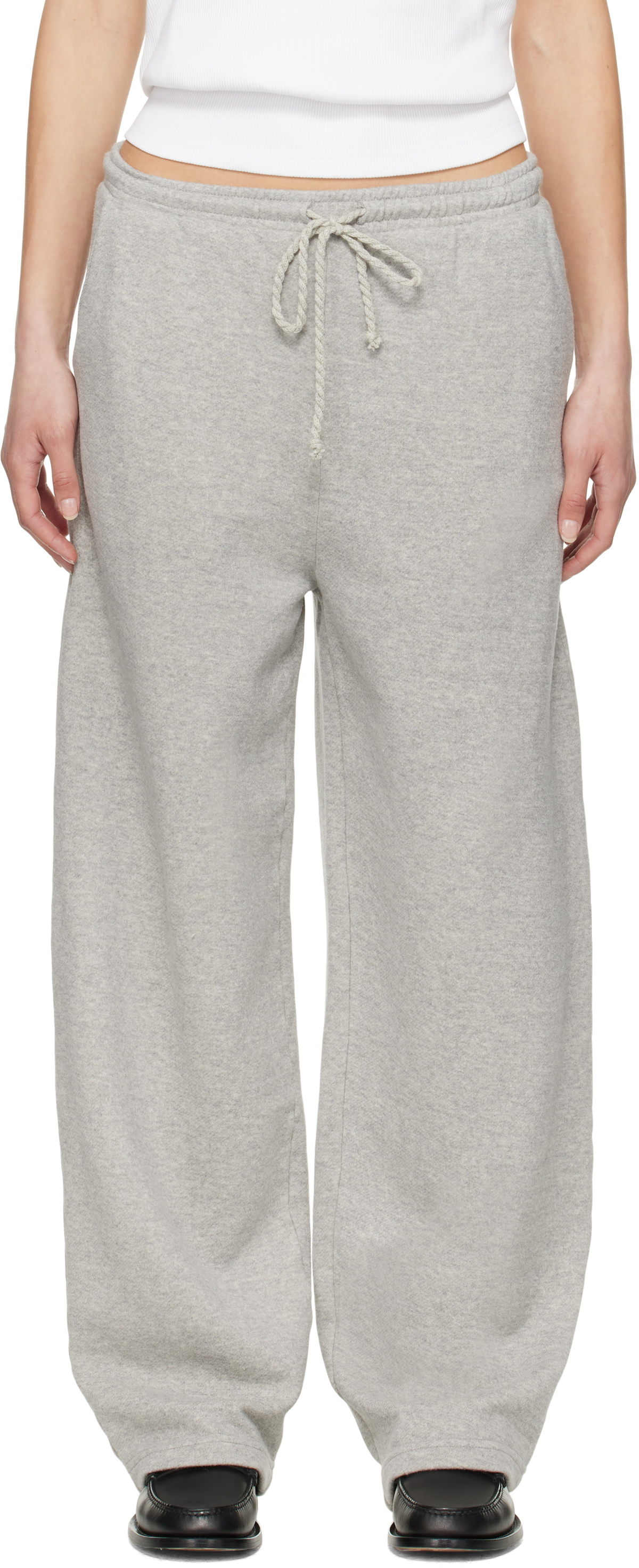 The Elder Statesman Gray Daily Wide Leg Sweatpants
