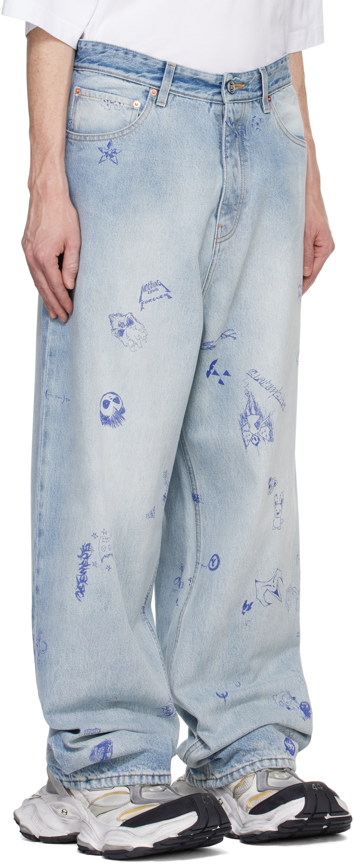 VETEMENTS Blue Scribbled Baggy Jeans