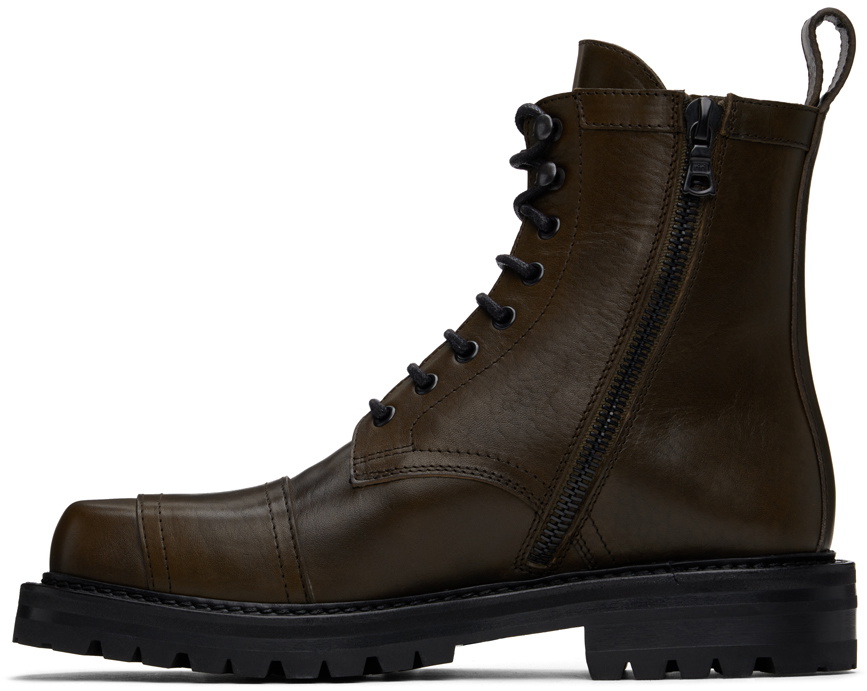 Dries Van Noten Khaki Lace-up Boots