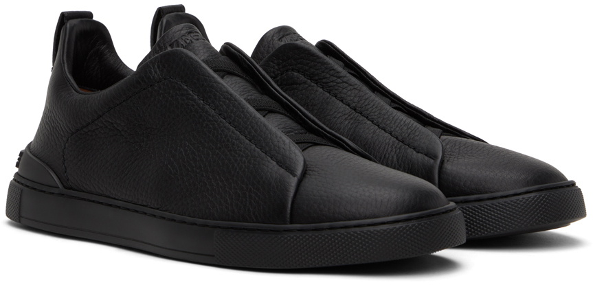 ZEGNA Black Triple Stitch Sneakers Zegna