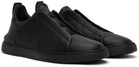 ZEGNA Black Triple Stitch Sneakers