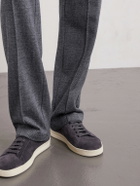TOM FORD - Straight-Leg Herringbone Cotton, Wool and Silk-Blend Drawstring Trousers - Gray