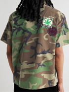 Les Tien - Camp-Collar Appliquéd Camouflage-Print Cotton-Ripstop Shirt - Green