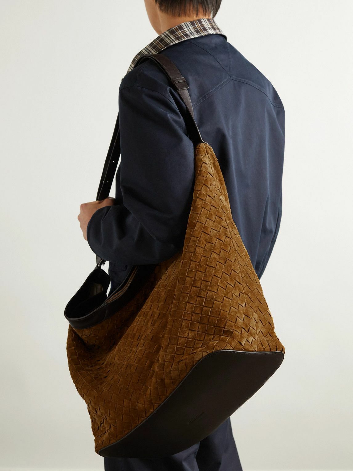 Bottega Veneta - Leather-Trimmed Intrecciato Suede Weekend Bag
