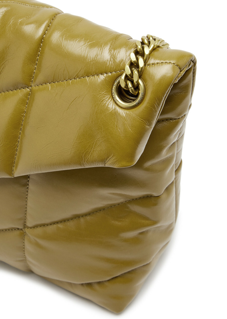 Saint Laurent - Women's Camel Lou Puffer Leather Shoulder bag - Quilted Chevron Matelassé - One Size