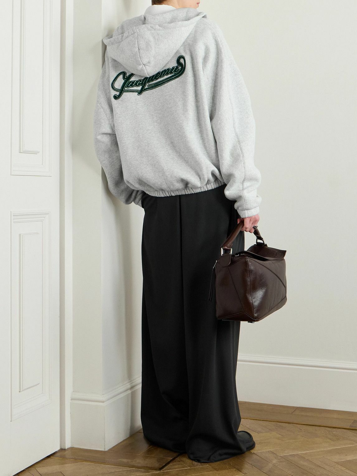 Jacquemus - Torneo Logo-Detailed Cotton-Jersey Hoodie - Gray