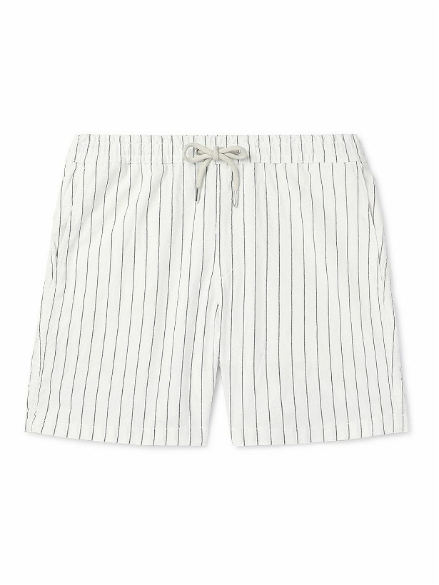 Photo: NN07 - Gregor Straight-Leg Striped Cotton-Blend Seersucker Drawstring Shorts - White