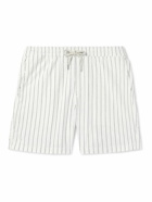 NN07 - Gregor Straight-Leg Striped Cotton-Blend Seersucker Drawstring Shorts - White