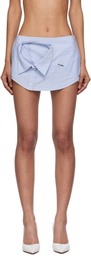 Pushbutton Blue Shirt Collar Front Micro Skort