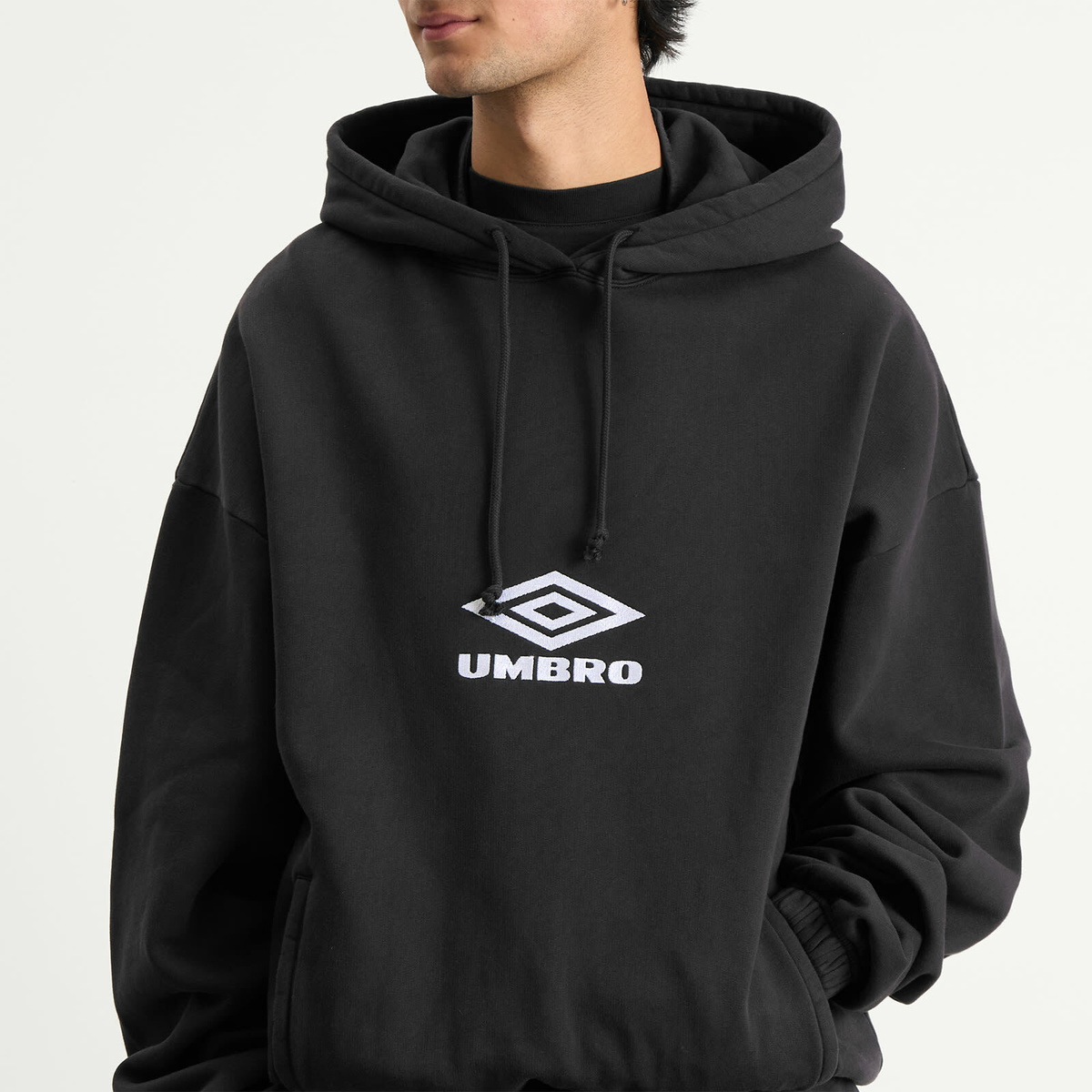 Umbro by Slam Jam Men's OG Logo Mask Hoodie in Washed Black