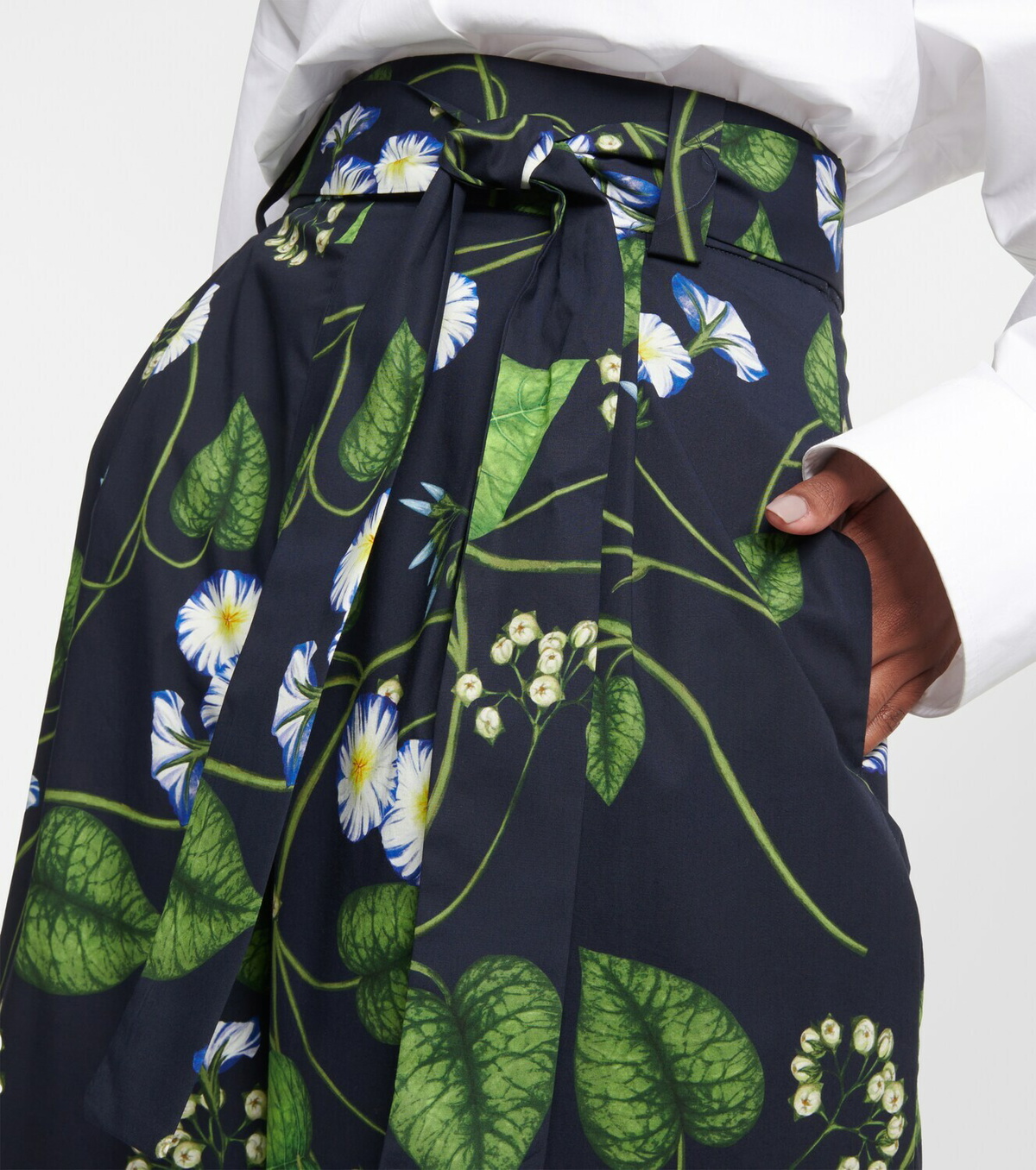 Oscar de la Renta Floral cotton poplin culottes