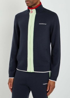 Casablanca Logo-embroidered Fine-knit Wool Track Jacket Navy