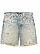 AMIRI - Straight-Leg Paisley-Print Distressed Denim Shorts - Blue