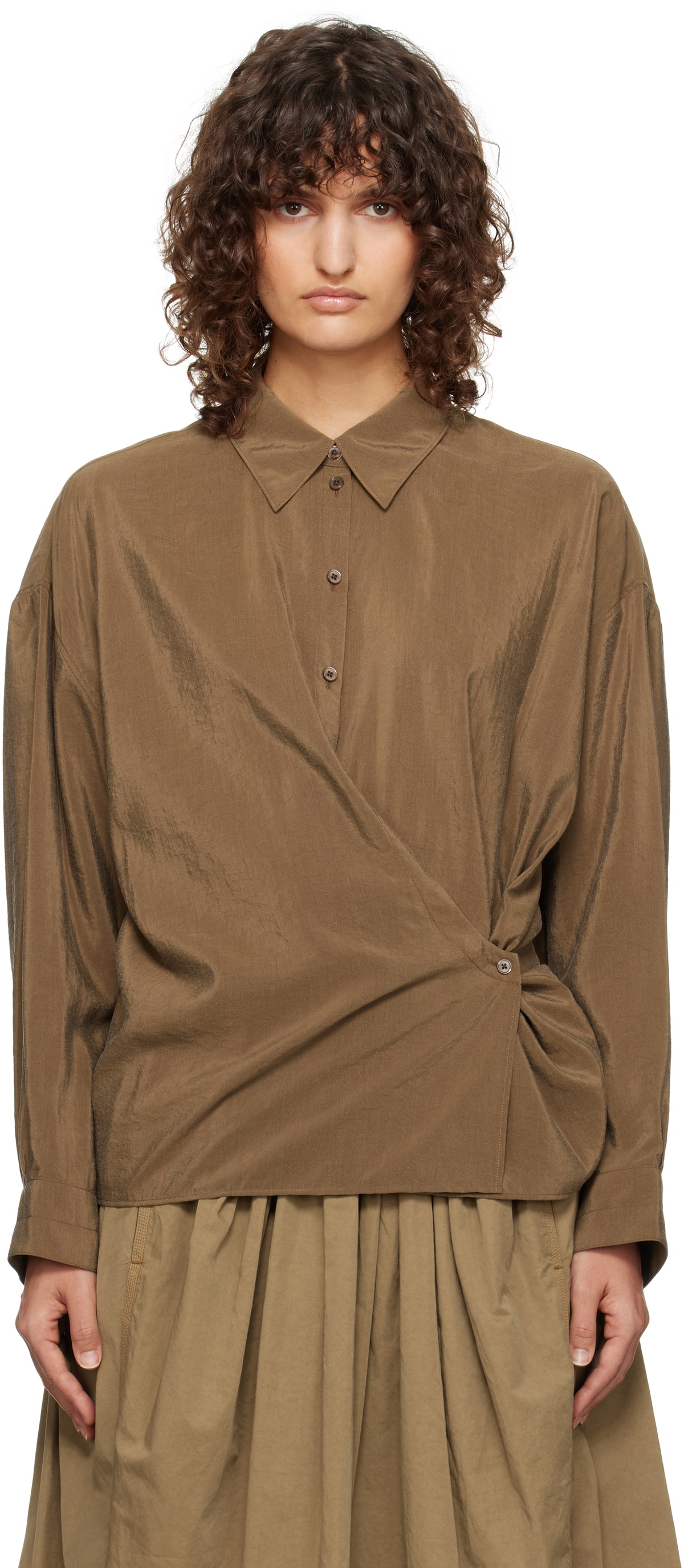 Straight Collar Twisted Shirt