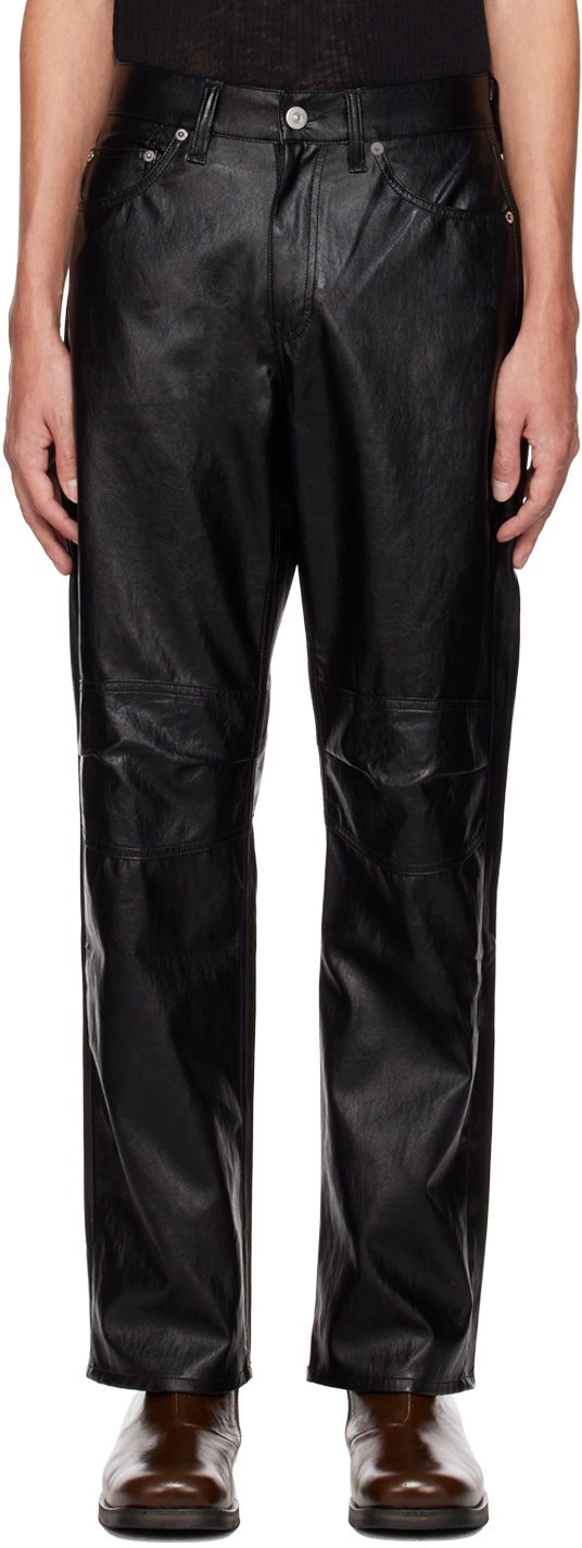 Our Legacy Black Formal Moto Cut Faux-Leather Trousers Our Legacy