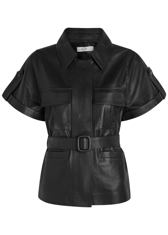 Photo: Skiim Eloise Belted Leather Shirt Black