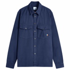 Paul Smith Men's 2-Pocket Broadstripe Zebra Shirt in Navy