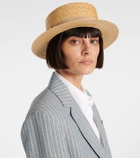 Roger Vivier Très Vivier embellished raffia boater hat