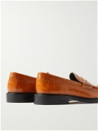 VINNY's - Townee Croc-Effect Leather Penny Loafers - Brown