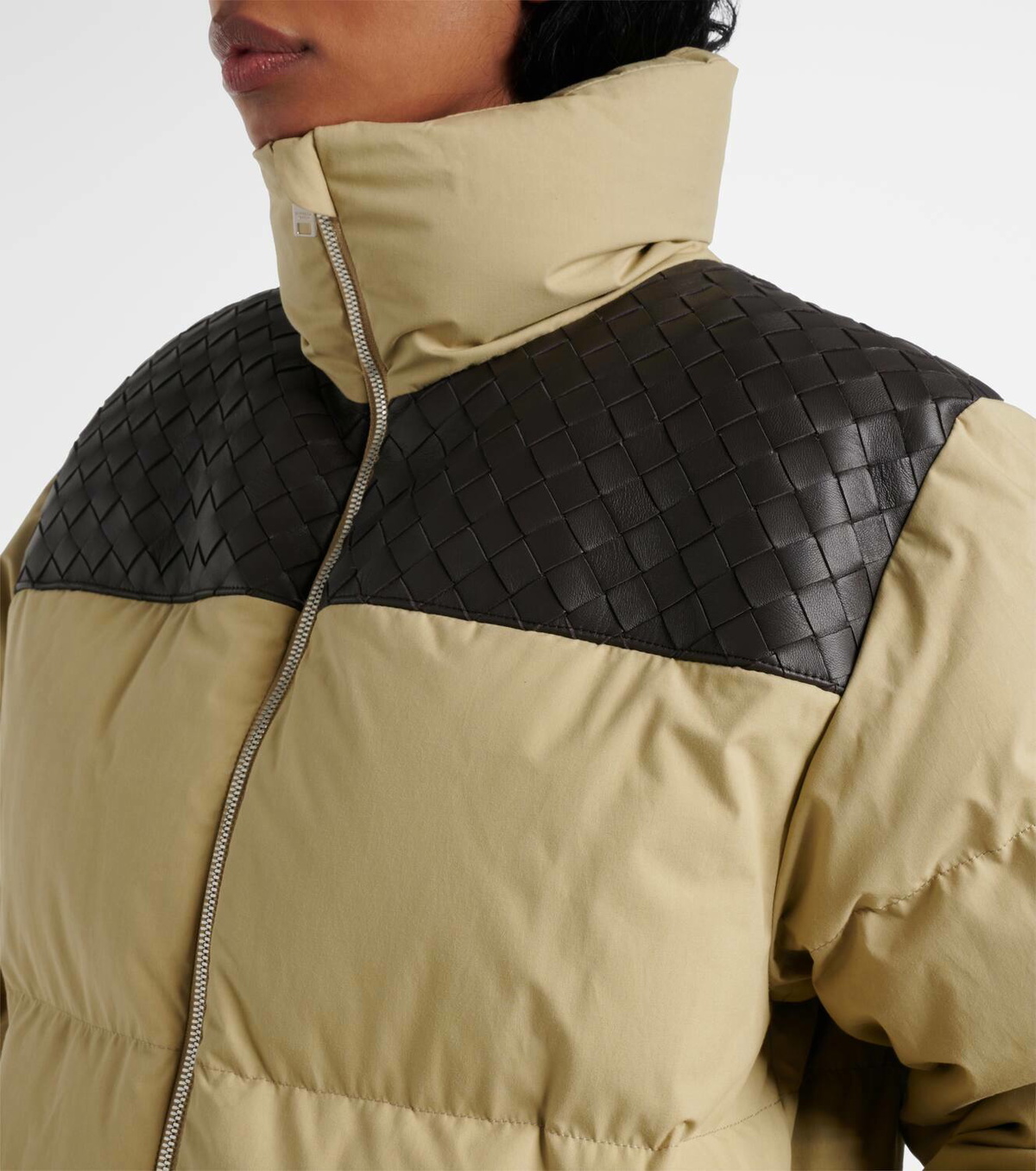Bottega Veneta Intrecciato leather-trimmed down jacket